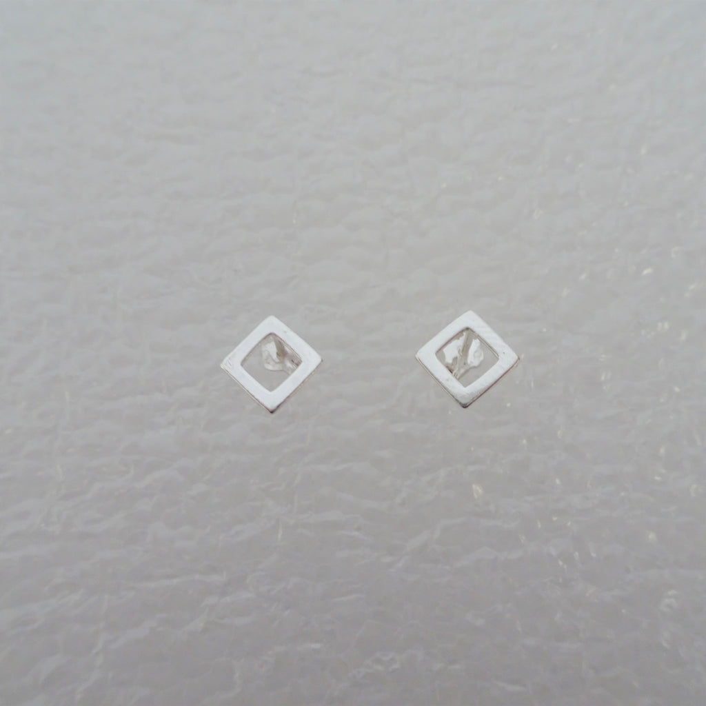 Sterling Silver Open Diamond Shape Stud Earrings