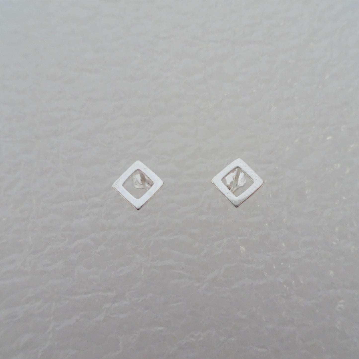 Sterling Silver Open Diamond Shape Stud Earrings