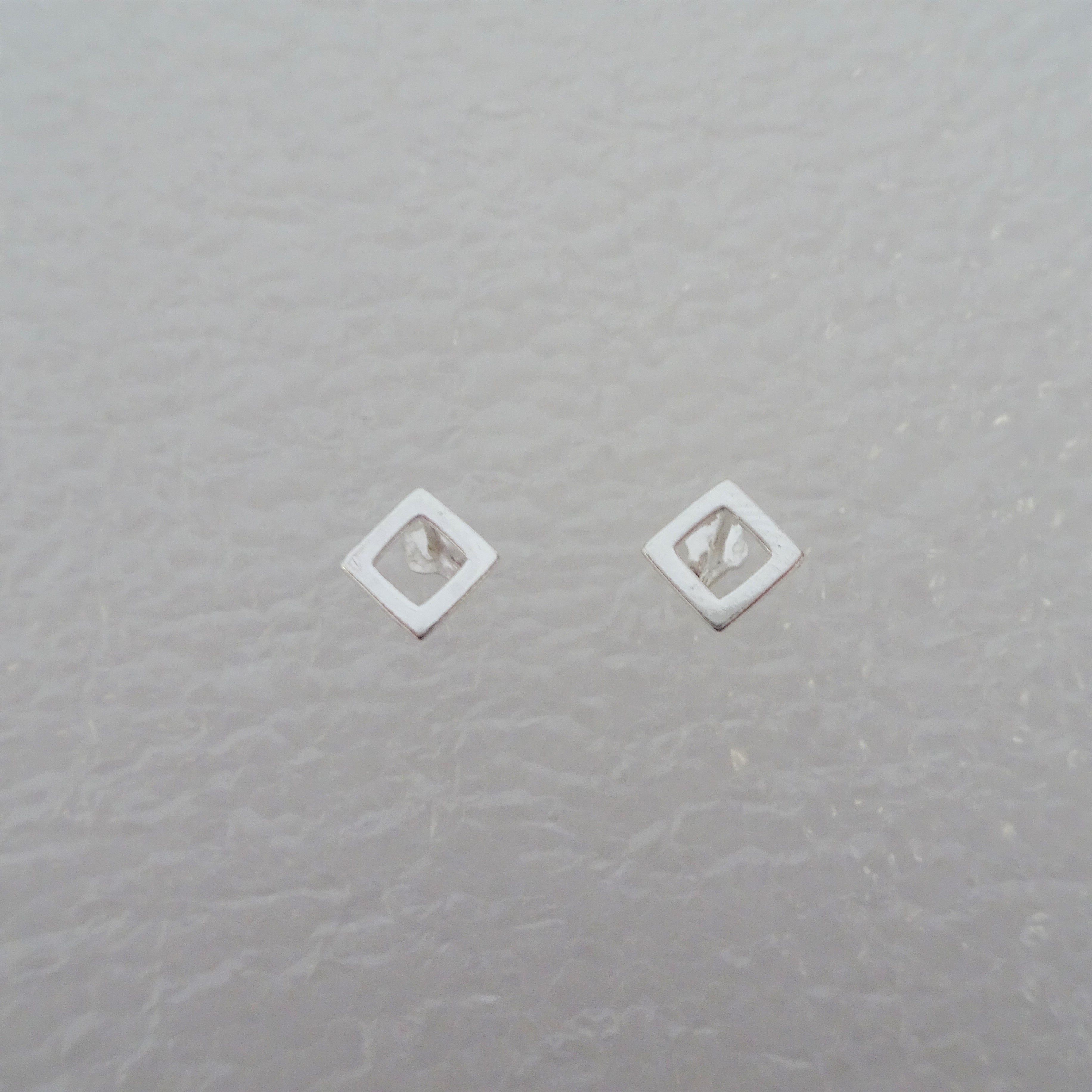 Sterling Silver Open Diamond Shape Stud Earrings