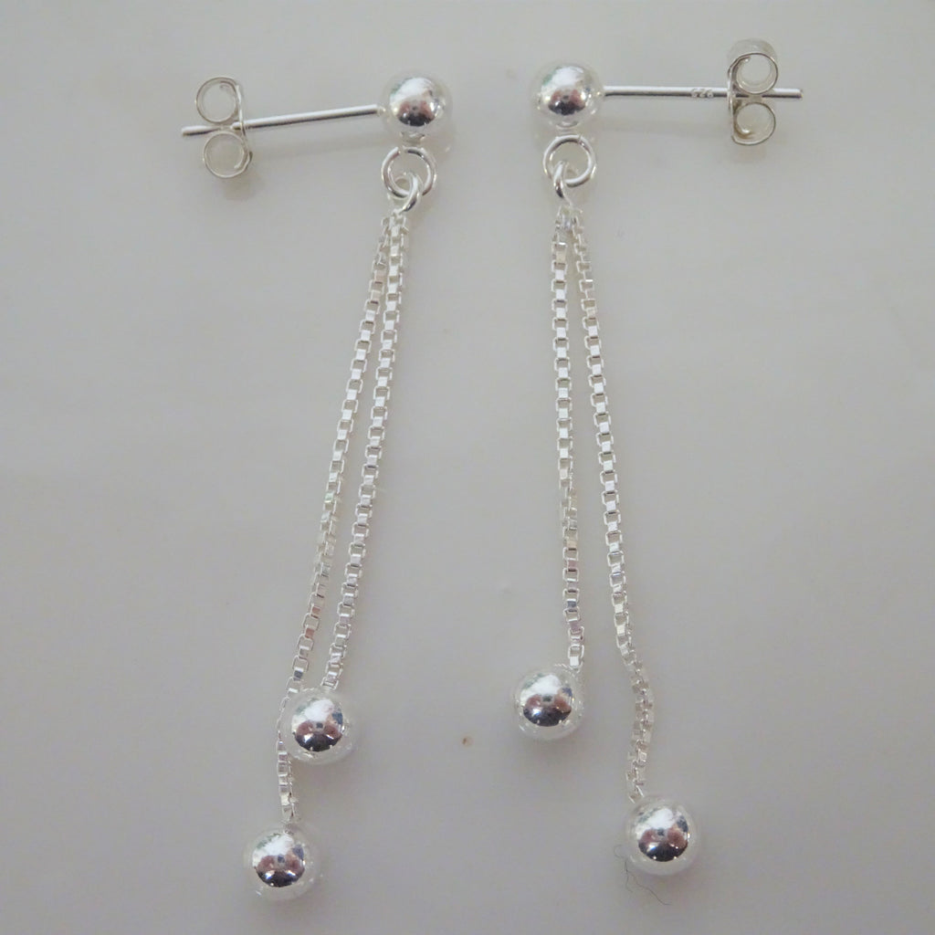 Sterling Silver Ball Drop Stud Earrings