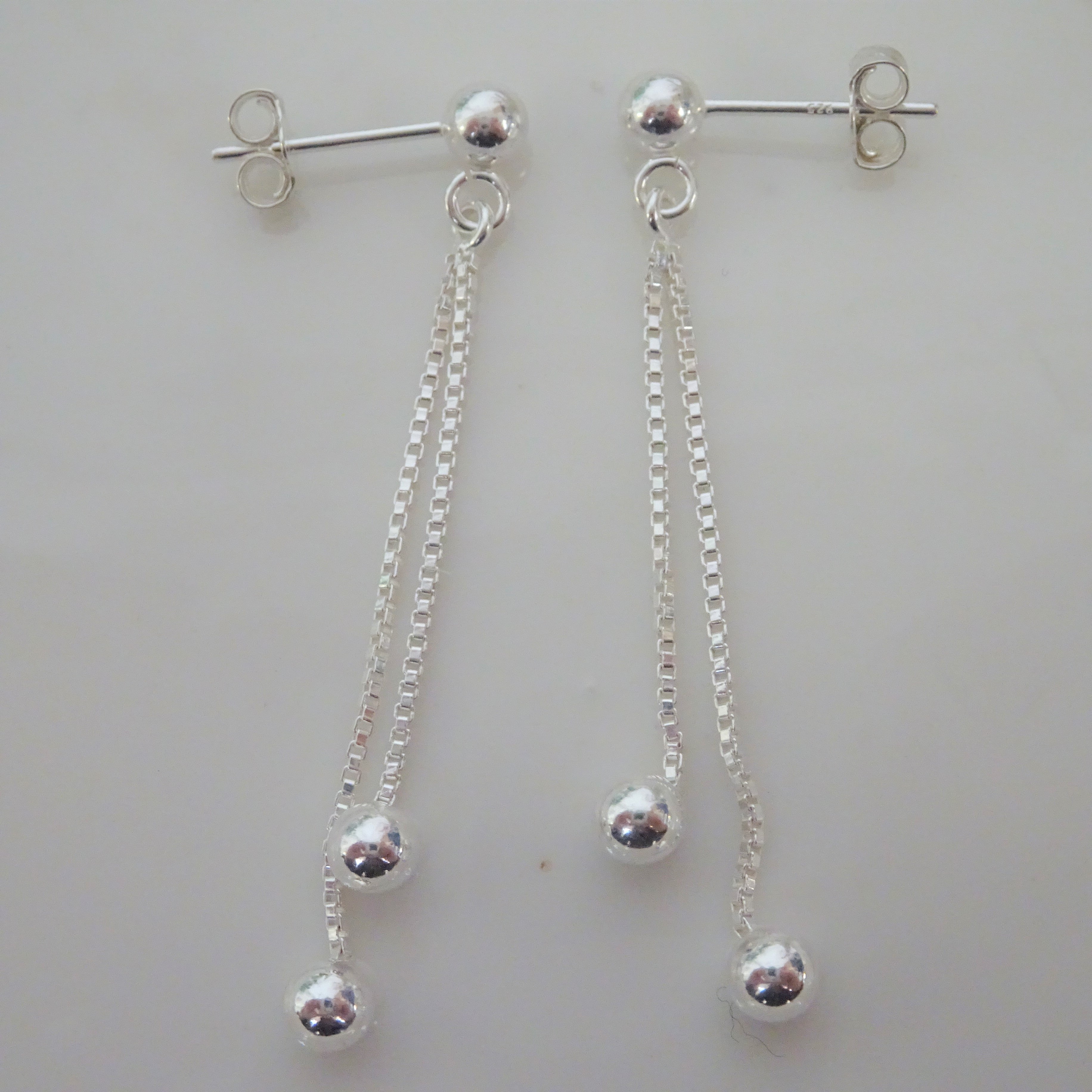 Sterling Silver Ball Drop Stud Earrings