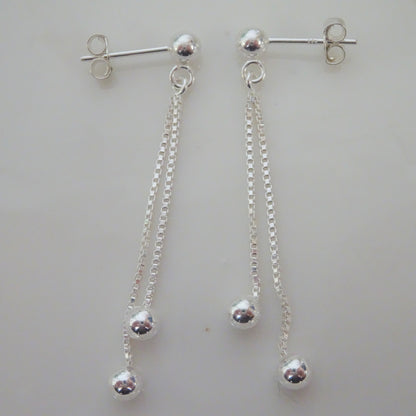 Sterling Silver Ball Drop Stud Earrings
