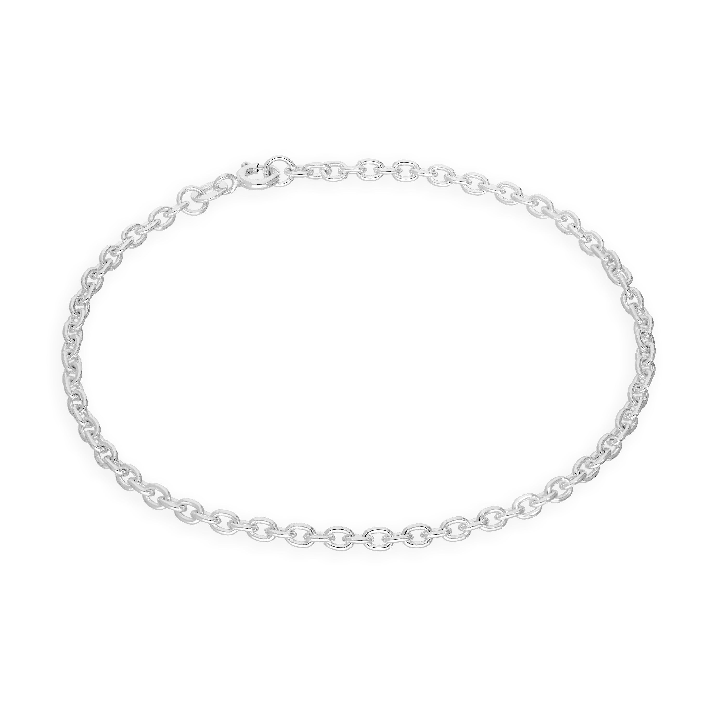Sterling Silver 3mm Curb Cable Bracelet 6 - 8 Inches