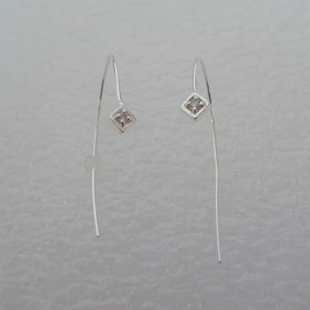 Sterling Silver & Clear CZ Crystal Curve Pull Through Earrings