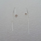 Sterling Silver & Clear CZ Crystal Curve Pull Through Earrings