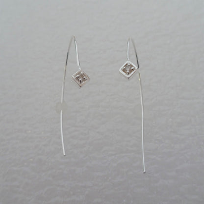 Sterling Silver & Clear CZ Crystal Curve Pull Through Earrings