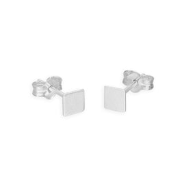 Small Sterling Silver 4mm Square Stud Earrings