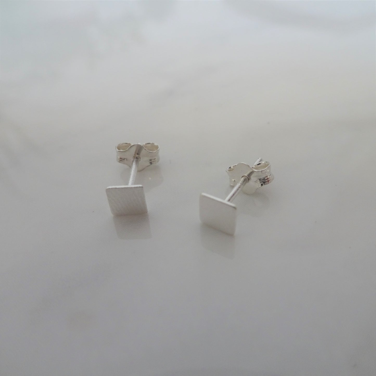 Small Sterling Silver 4mm Square Stud Earrings