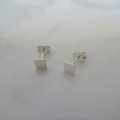 Small Sterling Silver 4mm Square Stud Earrings
