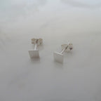 Small Sterling Silver 4mm Square Stud Earrings