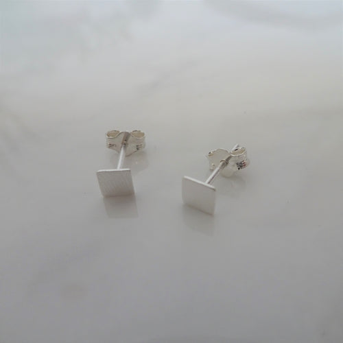 Small Sterling Silver 4mm Square Stud Earrings
