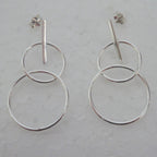 Sterling Silver Bar & Hoops Drop Stud Earrings