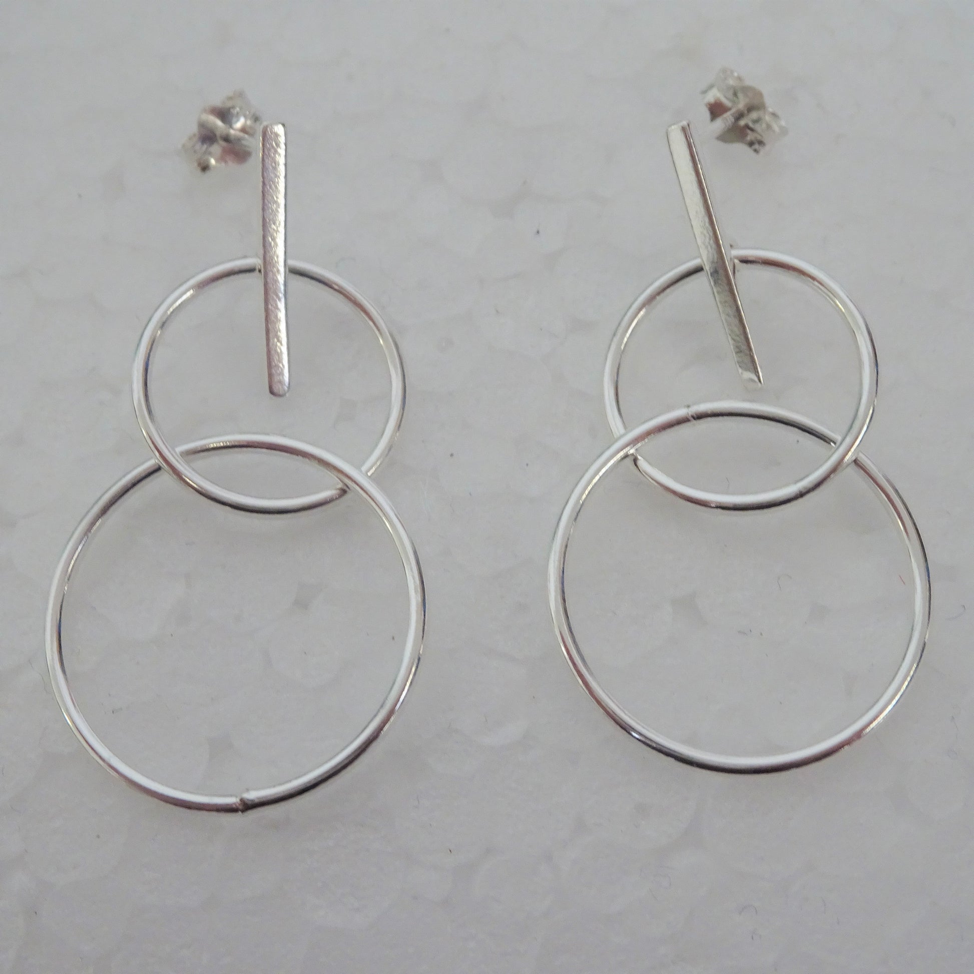 Sterling Silver Bar Hoops Drop Stud Earrings jewellerybox