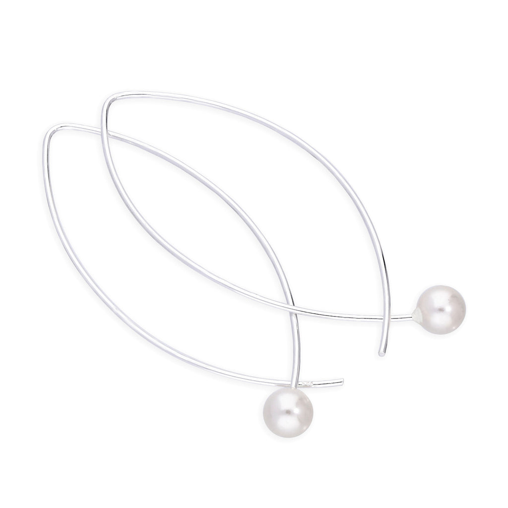 Sterling Silver & Pearl Loop Pull Through Earrings