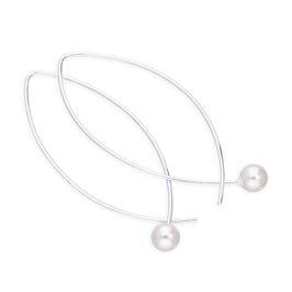 Sterling Silver & Pearl Loop Pull Through Earrings