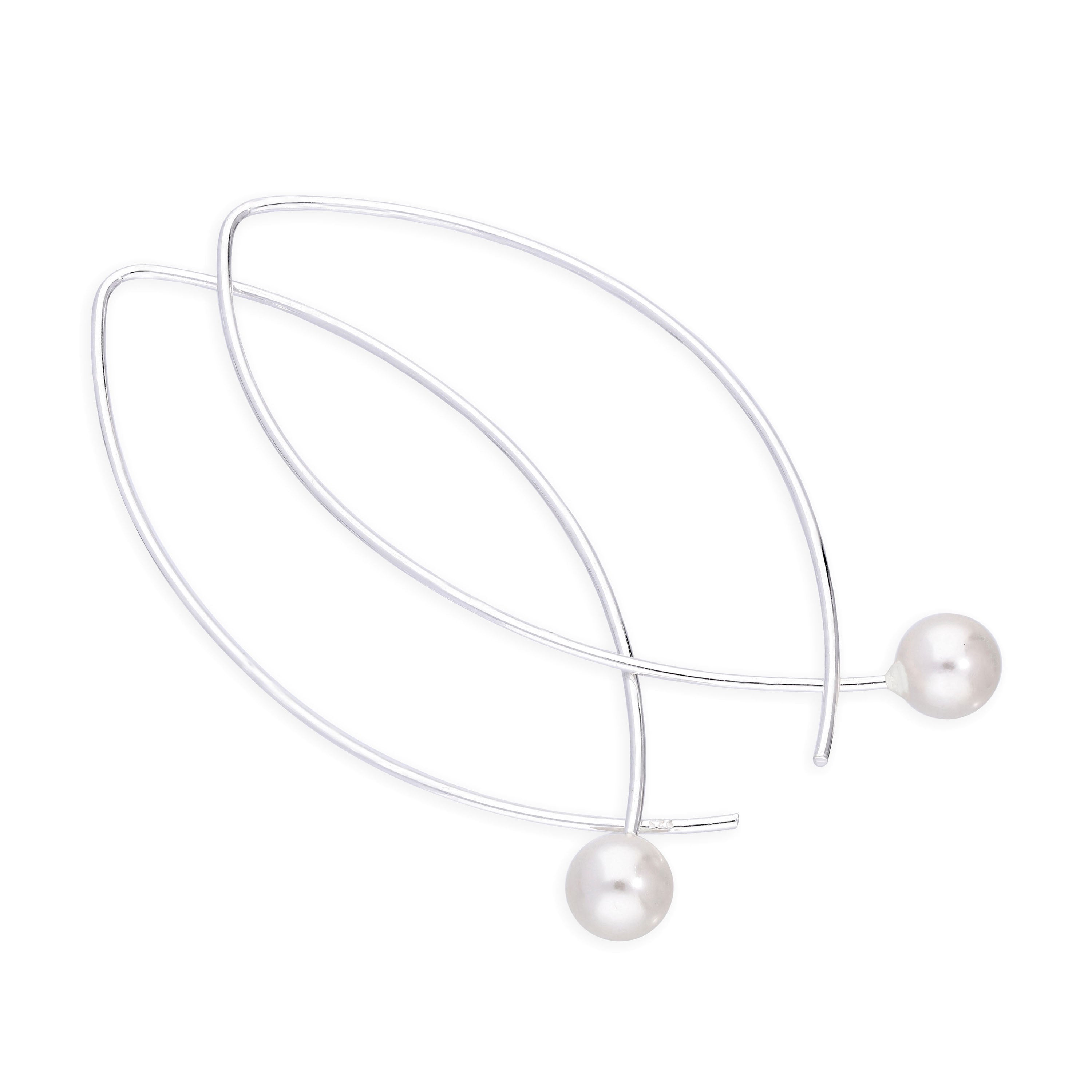 Sterling Silver & Pearl Loop Pull Through Earrings