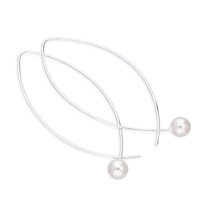 Sterling Silver & Pearl Loop Pull Through Earrings