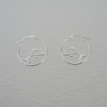 Sterling Silver Hoop Earrings with Dolphin