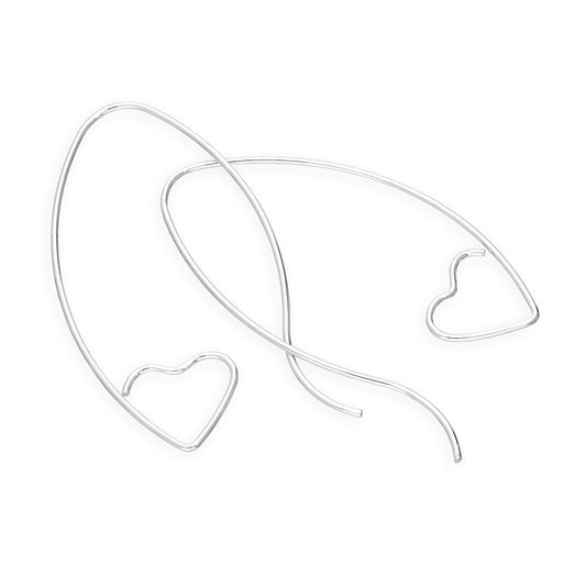 Sterling Silver Open Heart Loop Pull Through Earrings