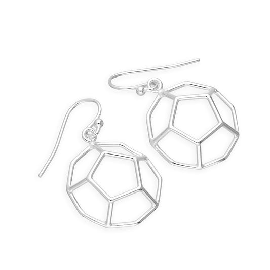 Large Sterling Silver Open 3D Shape Fish Hook Earrings