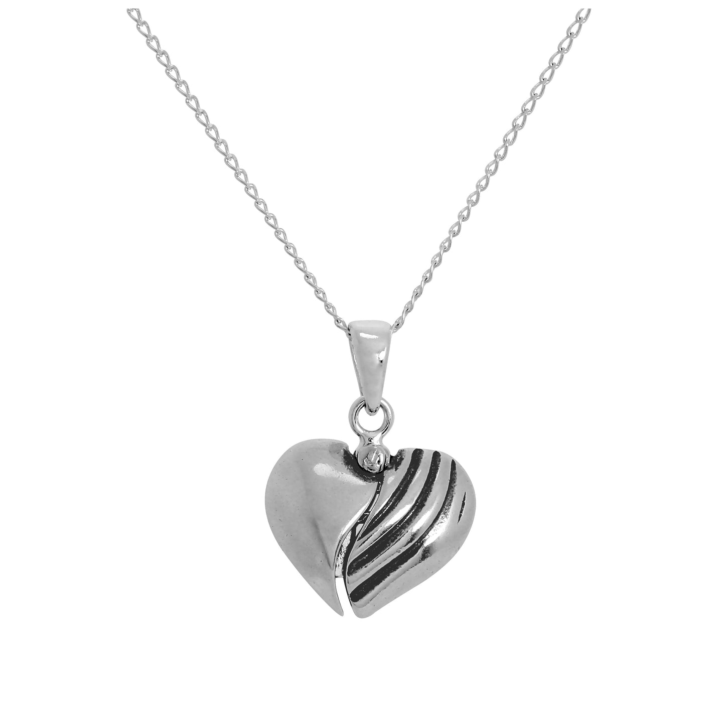 Sterling Silver Opening Heart Pendant with Musical Note Inside on Chain 14 - 32 Inches