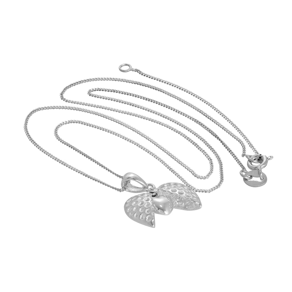 Sterling Silver Opening Heart Pendant with Little Heart Inside on Chain 14 - 32 Inches
