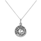 Sterling Silver Round Message Pendant with Cut Out Moon & Stars on Chain 14 - 32 Inches