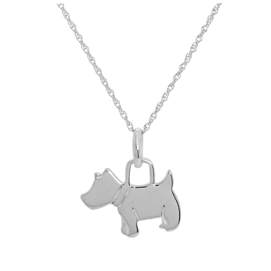 Sterling Silver Scottie Dog Pendant Necklace 14 - 22 Inches