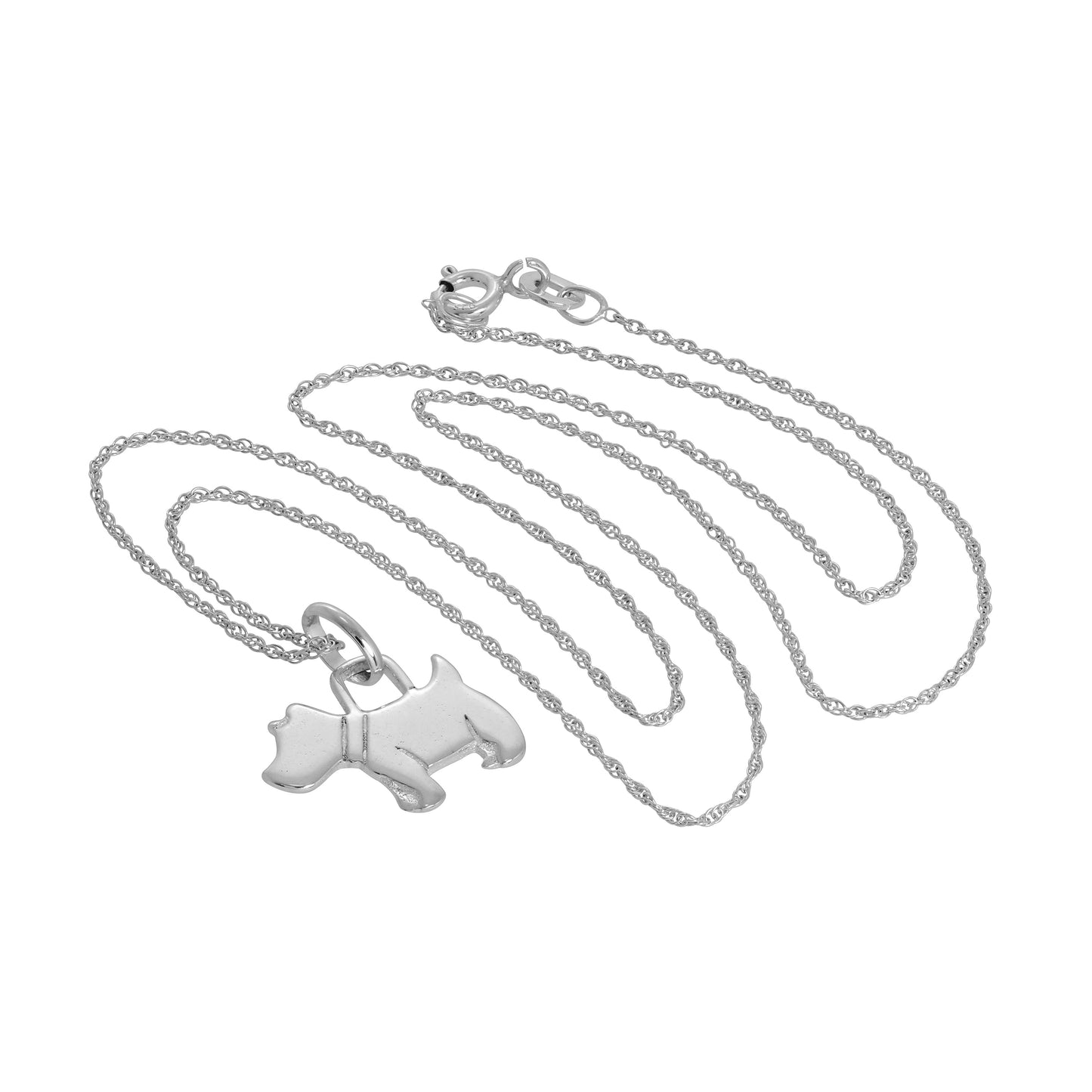 Sterling Silver Scottie Dog Pendant Necklace 14 - 22 Inches
