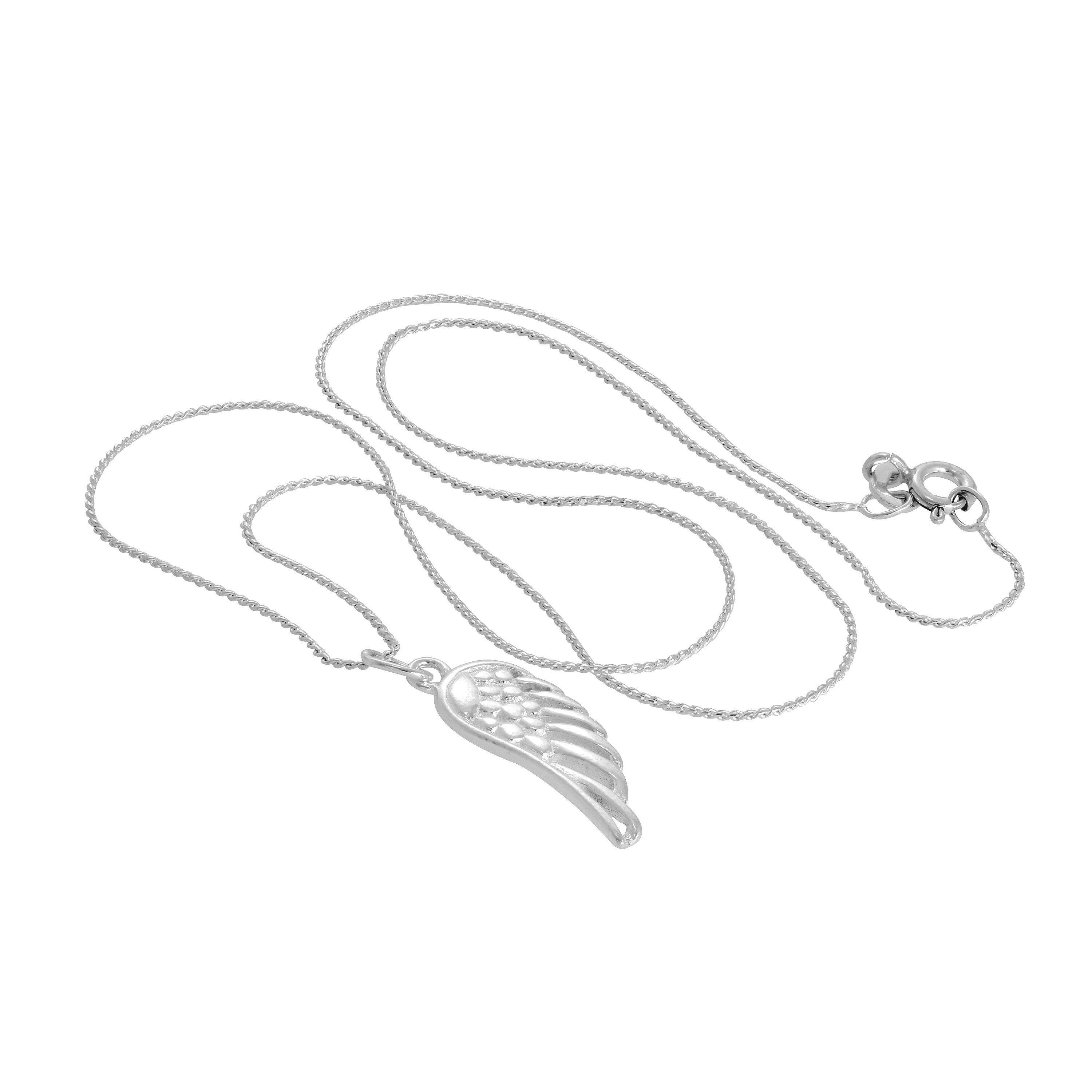Sterling Silver Angel Wing Pendant Necklace 14 - 28 Inches