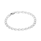 Sterling Silver Open 4mm Curb Charm Bracelet 6 - 8 Inches