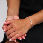Sterling Silver Open 4mm Curb Charm Bracelet 6 - 8 Inches