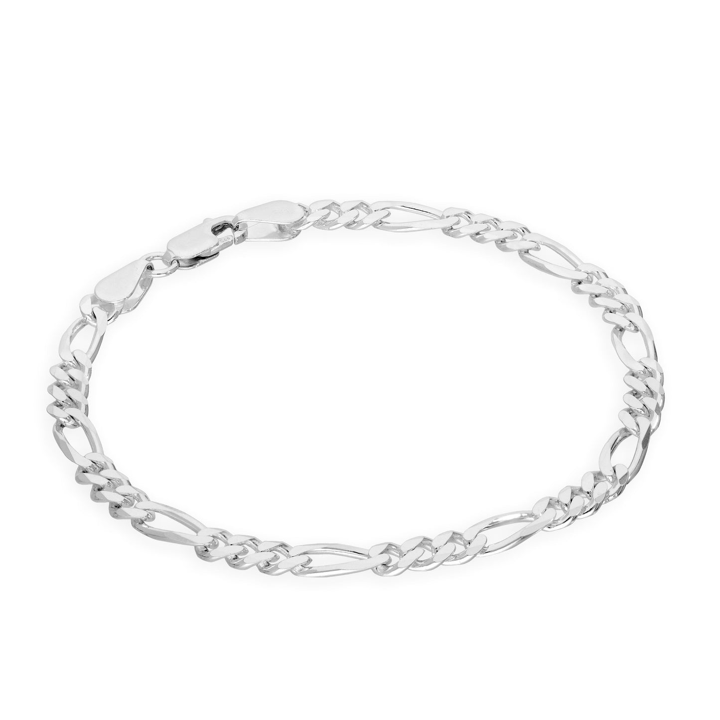 Sterling Silver Diamond Cut Open 5mm Curb Bracelet 7 - 8 Inches