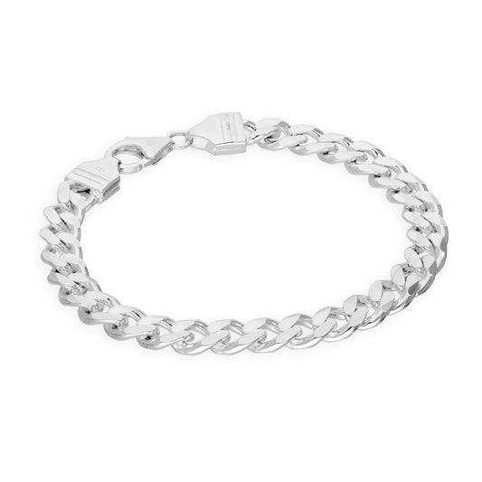 Sterling Silver Thick 8mm Curb Bracelet 7 - 8 Inches