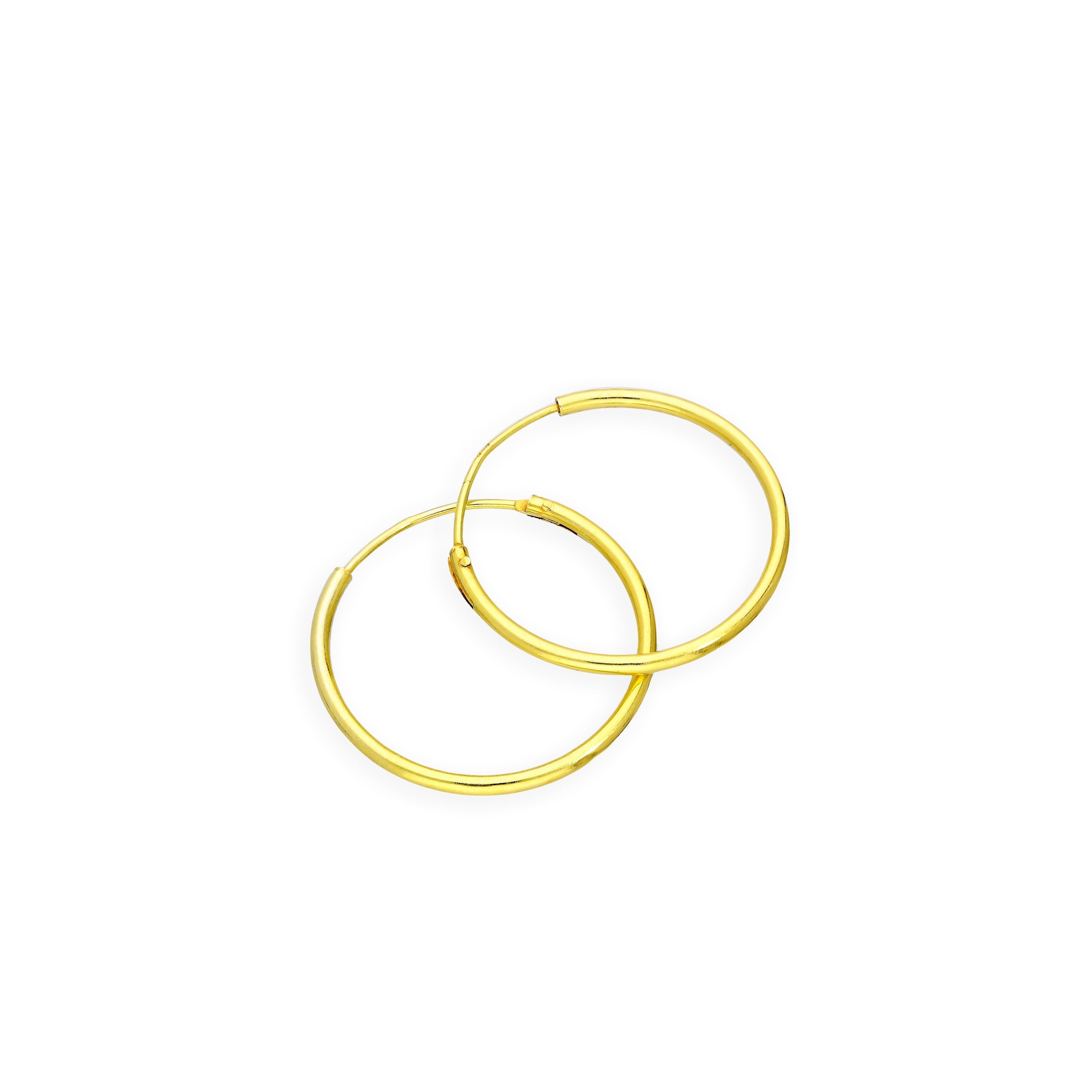Gold Plated Sterling Silver Hoop Sleeper Earrings - 8mm - 35mm