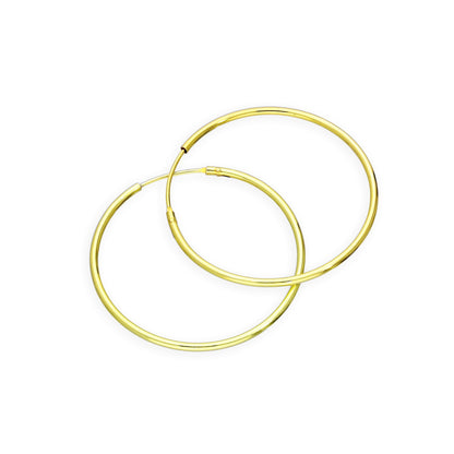 Gold Plated Sterling Silver Hoop Sleeper Earrings - 8mm - 35mm