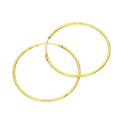 Gold Plated Sterling Silver Hoop Sleeper Earrings - 8mm - 35mm