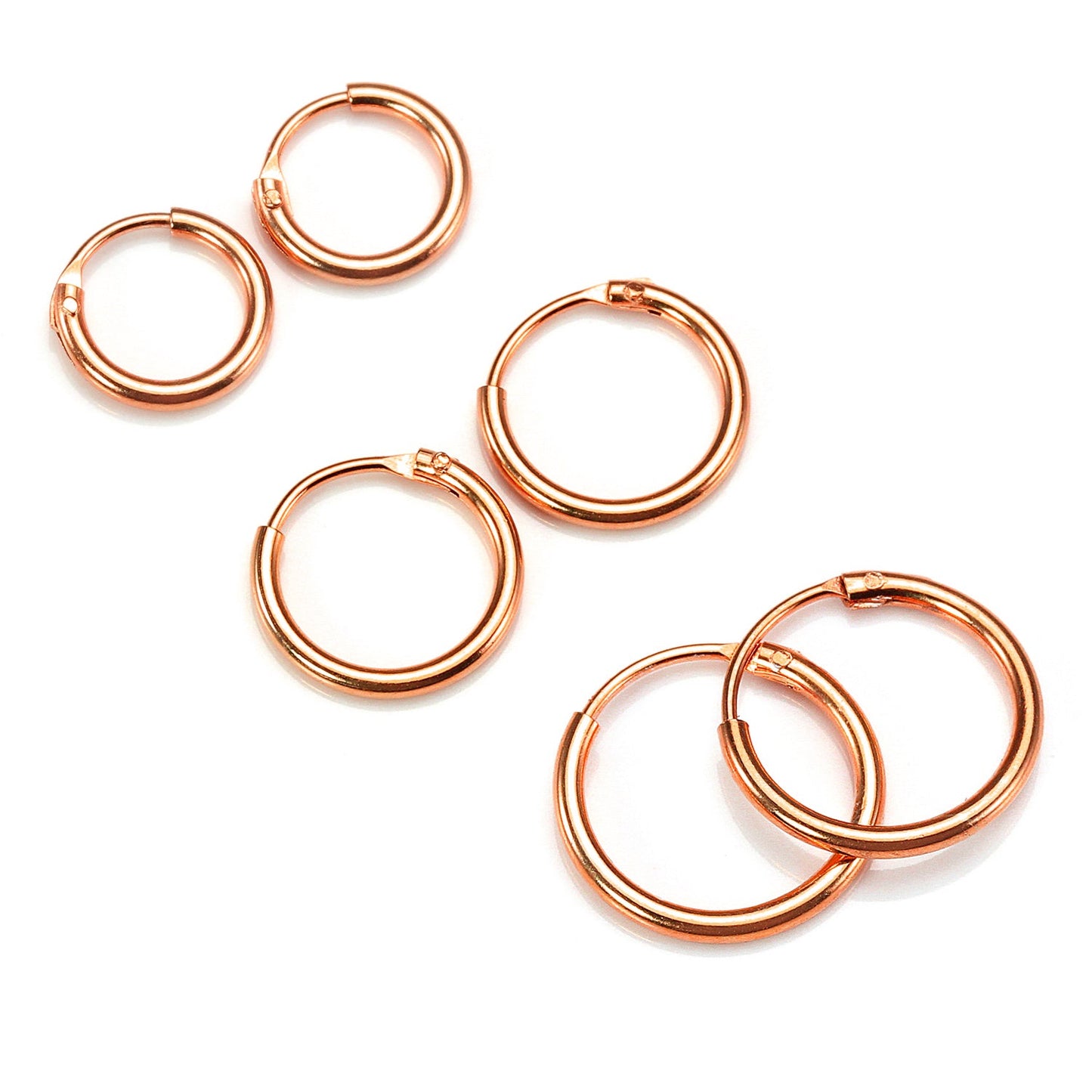 Rose Gold Plated Sterling Silver Lightweight Sleeper Hoops 8mm - 35mm