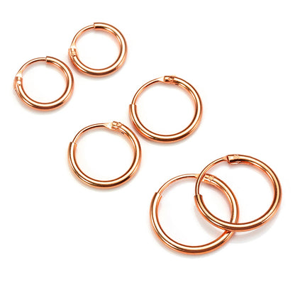 Rose Gold Plated Sterling Silver Lightweight Sleeper Hoops 8mm - 35mm