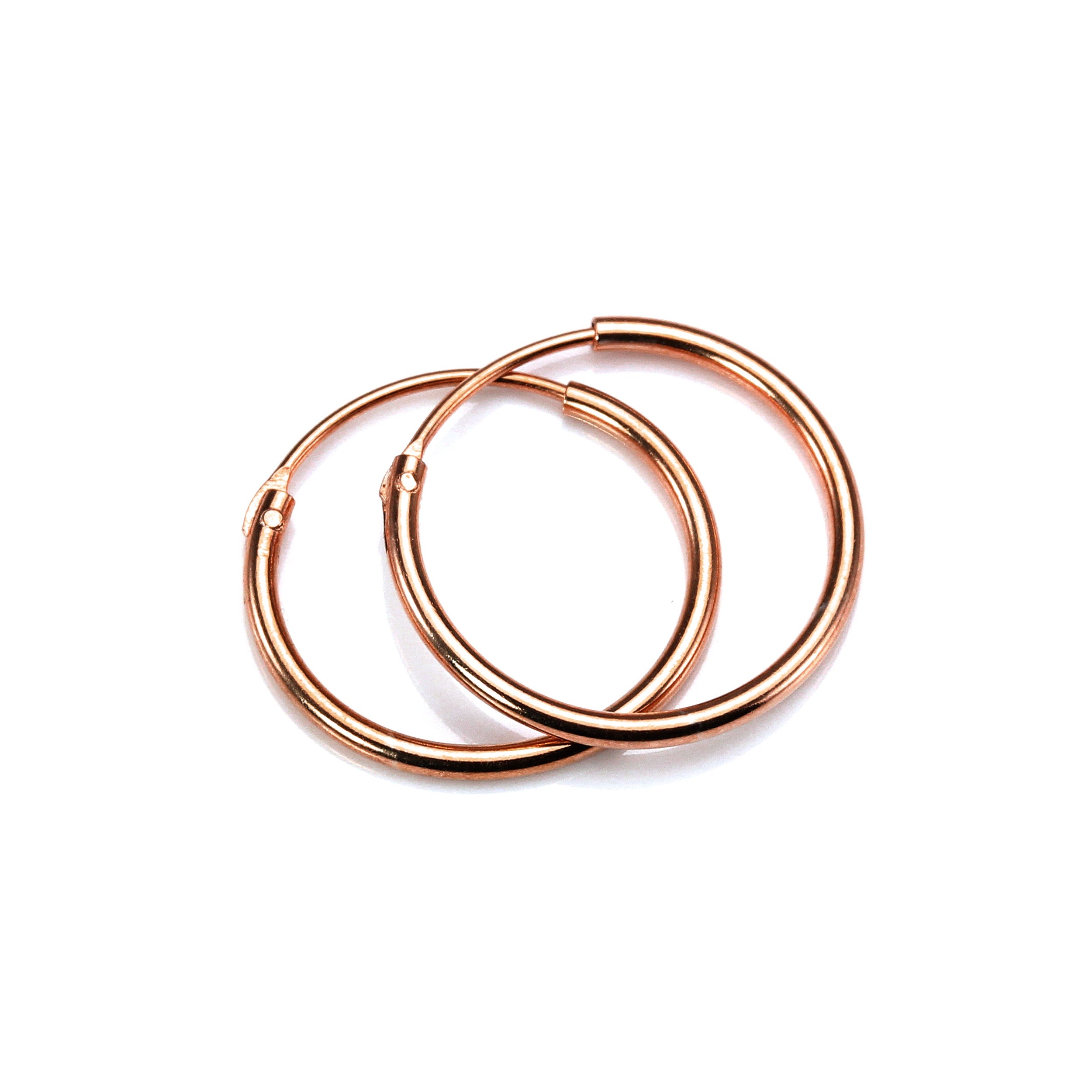 Rose Gold Plated Sterling Silver Lightweight Sleeper Hoops 8mm - 35mm