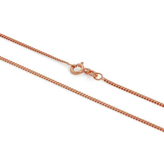Rose Gold Plated Sterling Silver 1mm Curb Chain 16 - 24 Inches