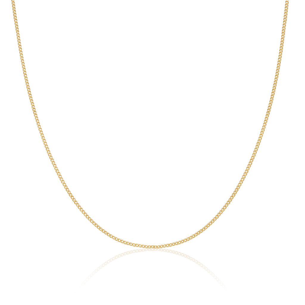 Gold Plated Sterling Silver 1mm Curb Chain 16 - 24 Inches