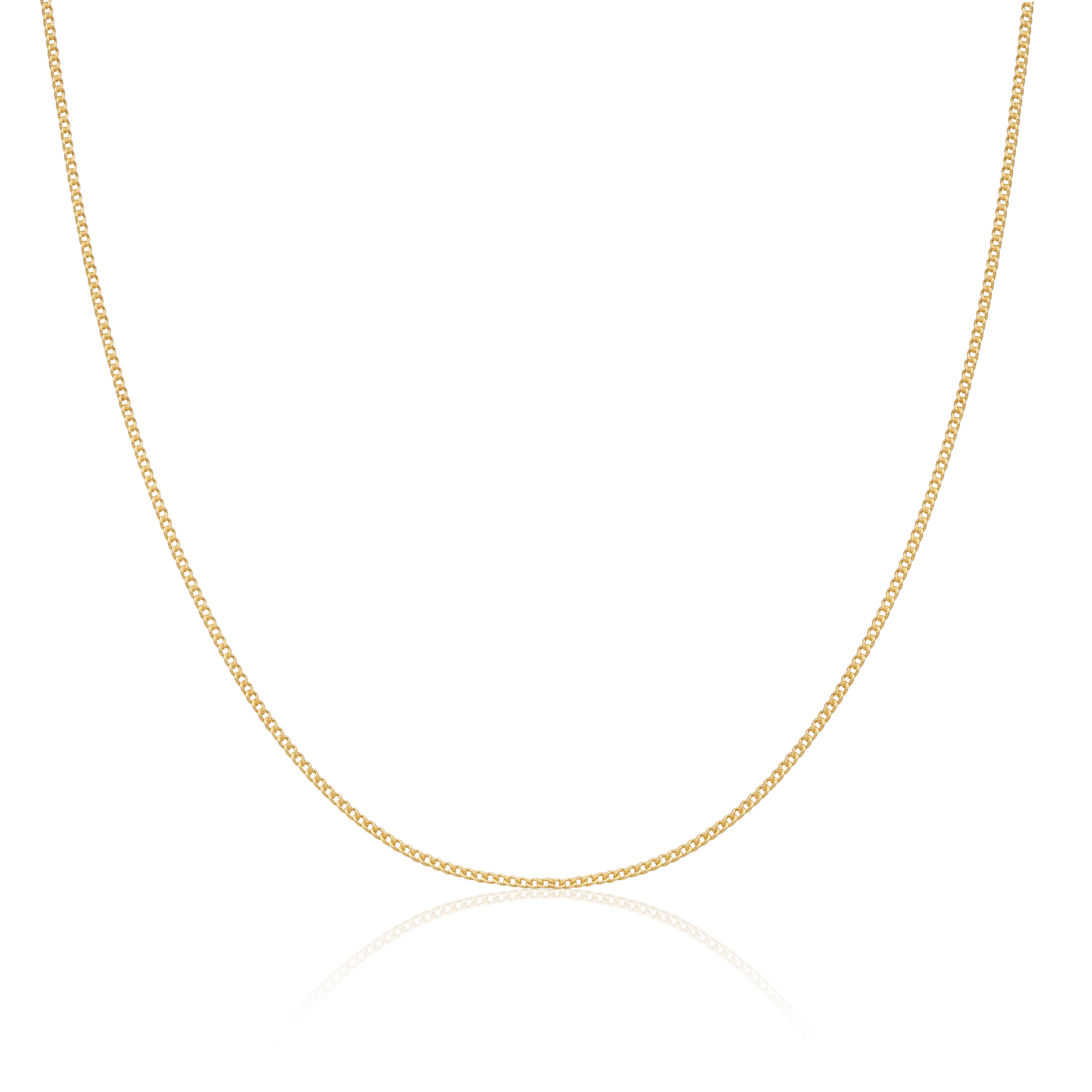Gold Plated Sterling Silver 1mm Curb Chain 16 - 24 Inches