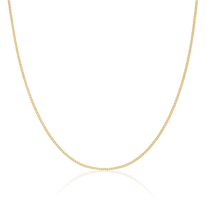 Gold Plated Sterling Silver 1mm Curb Chain 16 - 24 Inches
