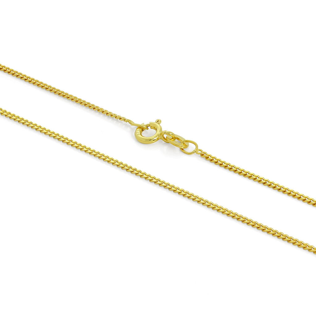 Gold Plated Sterling Silver 1mm Curb Chain 16 - 24 Inches