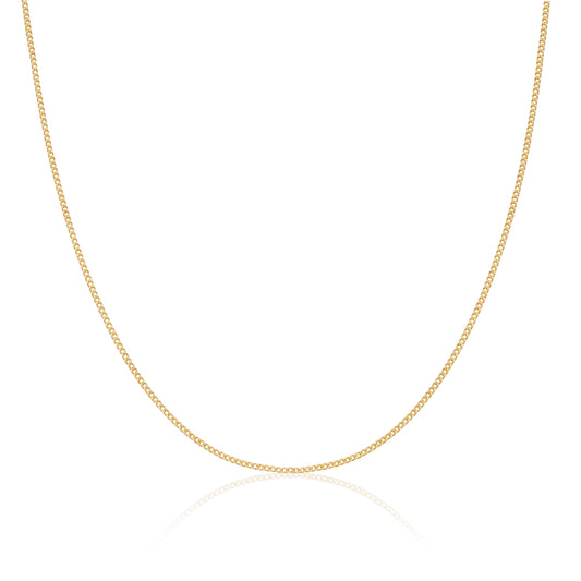Gold Plated Sterling Silver 1mm Curb Chain 16 - 24 Inches