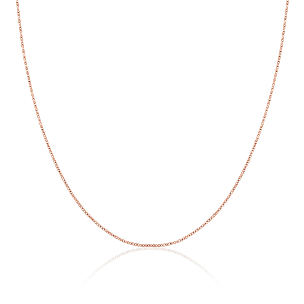 Rose Gold Plated Sterling Silver 1mm Belcher Chain 18 - 24 Inches