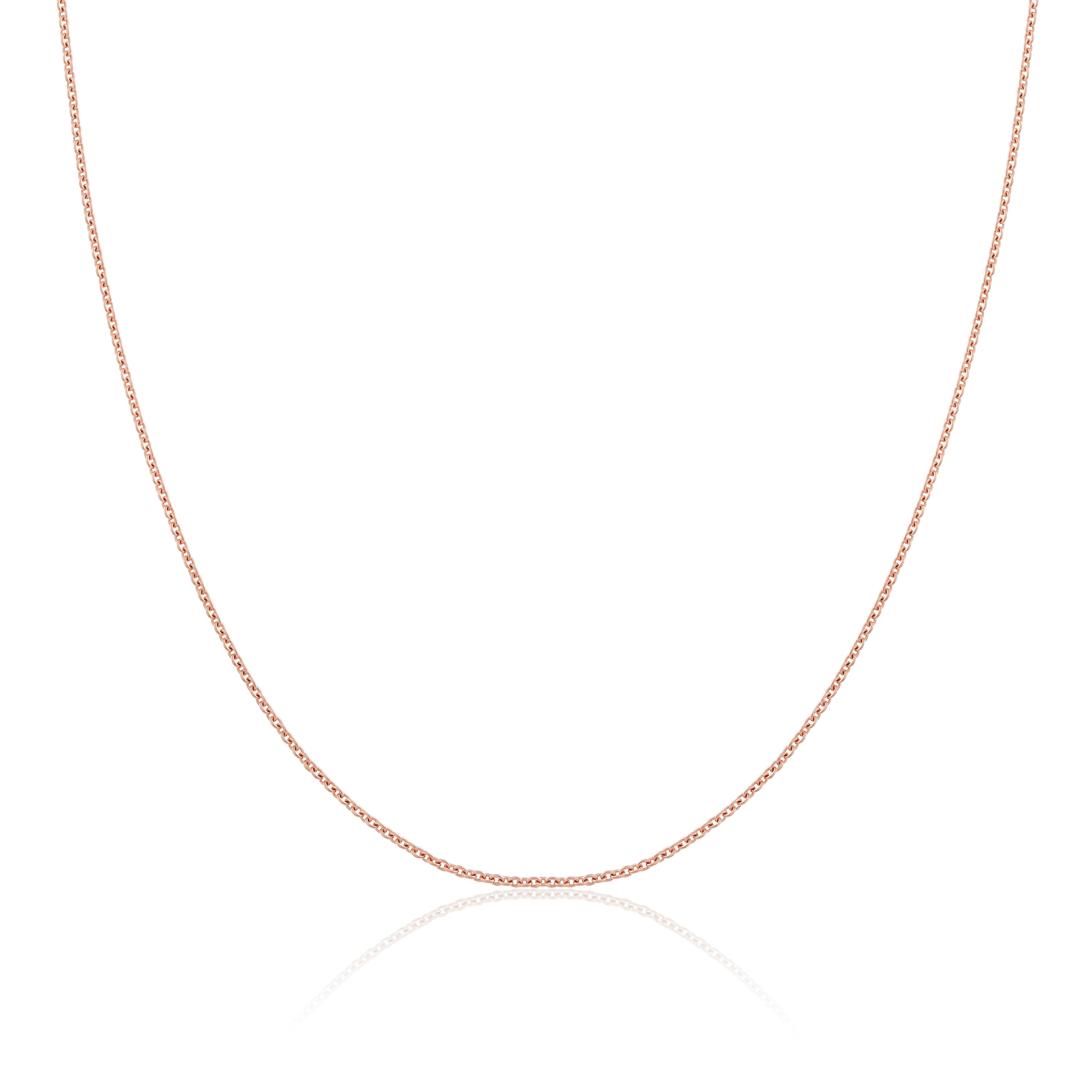 Rose Gold Plated Sterling Silver 1mm Belcher Chain 18 - 24 Inches