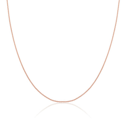 Rose Gold Plated Sterling Silver 1mm Belcher Chain 16 - 24 Inches