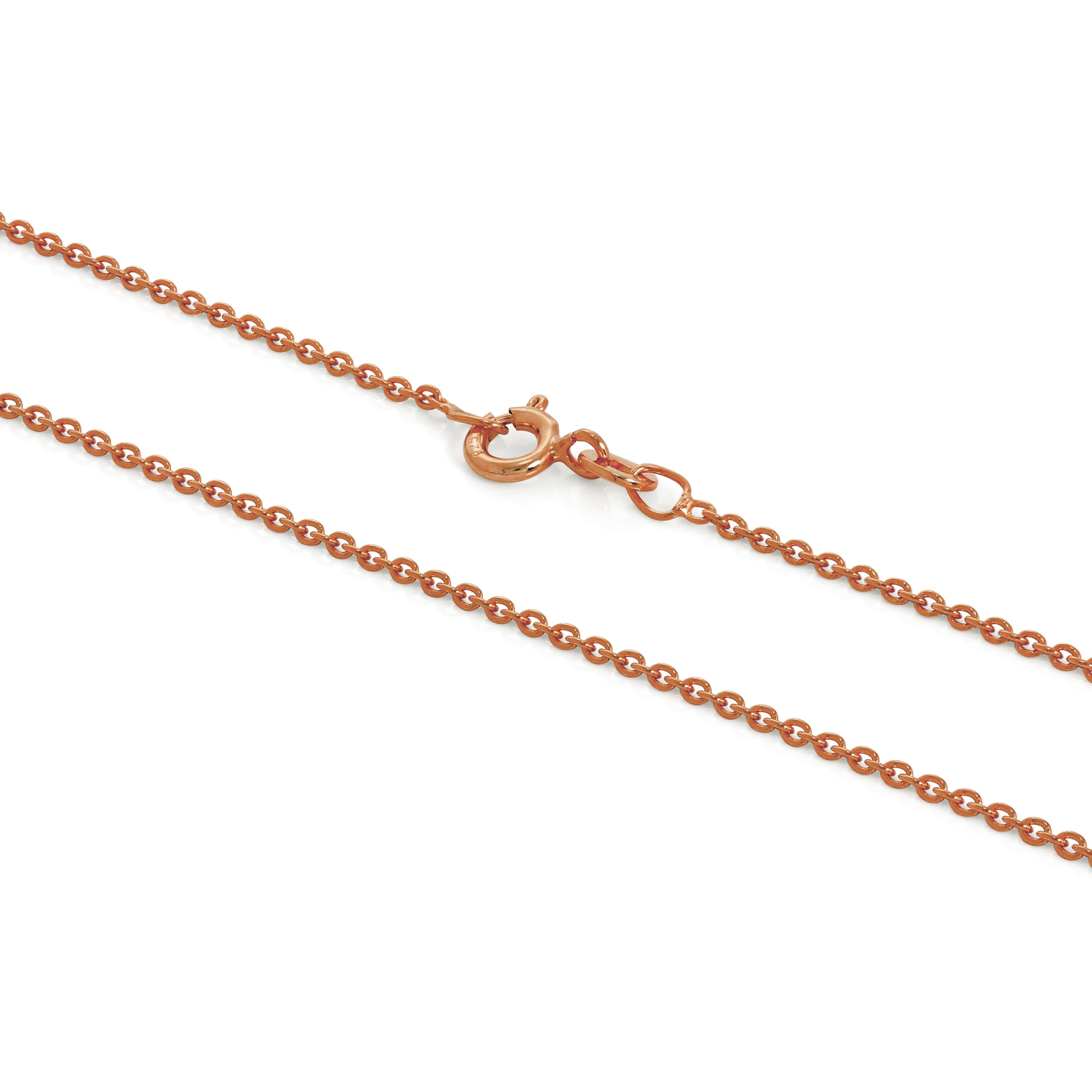 Rose Gold Plated Sterling Silver 1mm Belcher Chain 18 - 24 Inches
